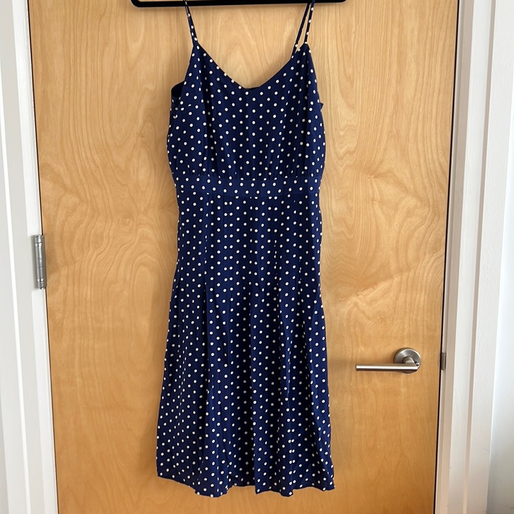 J Crew Navy Polka Dot Dress (New w/o tags, 100% Silk)